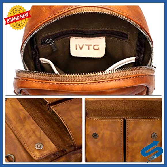 Genuine Leather Sling Backpack Crossbody Bag for Men and Women display picture 3